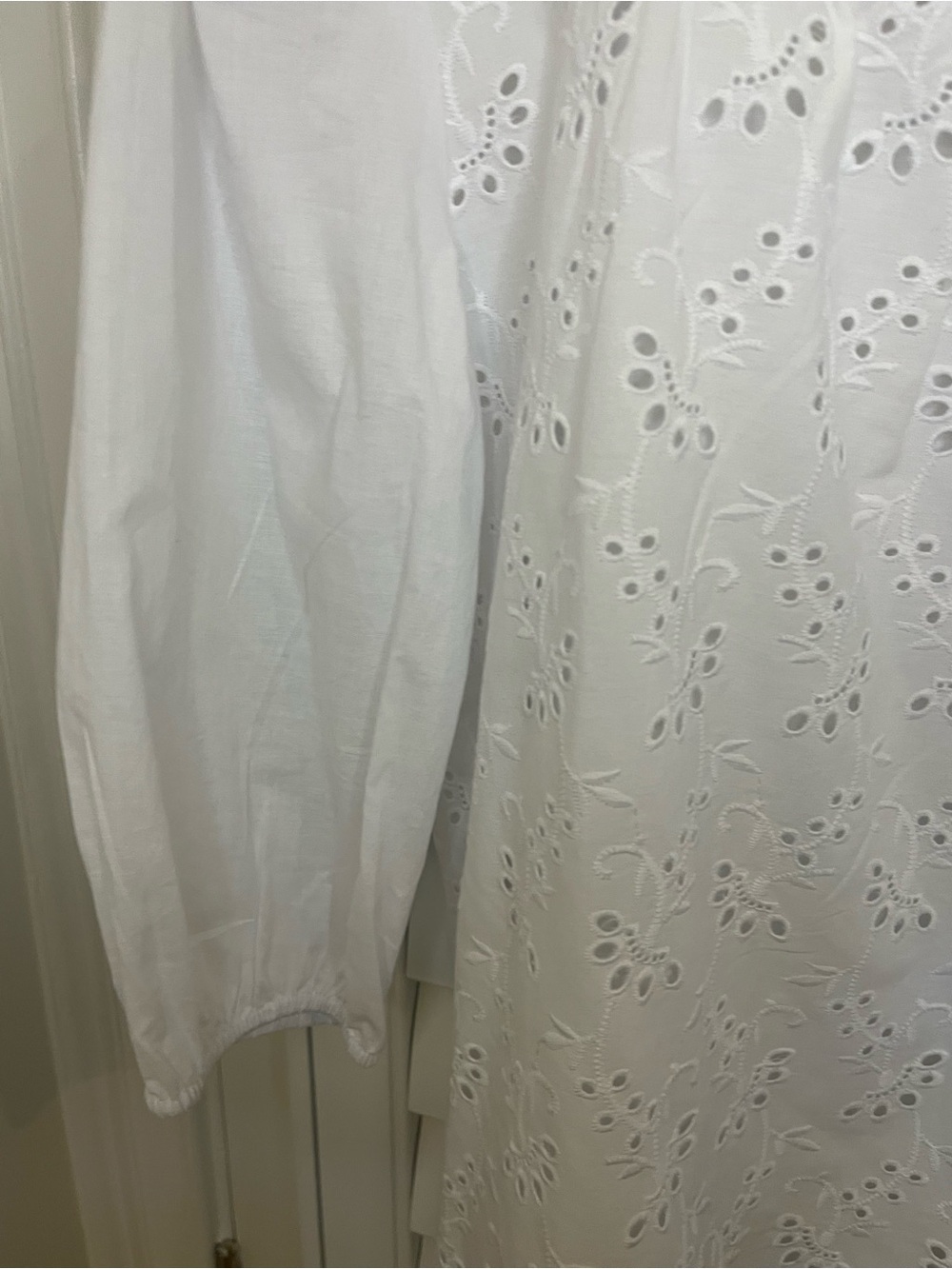 Grand & Greene White Eyelet Embroidered Tunic Blouse | Size Large - Picture 4 of 10